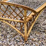 Rattan basket bed 90x190 vintage 1960