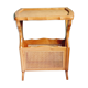 Table d'appoint porte revue bois et cannage