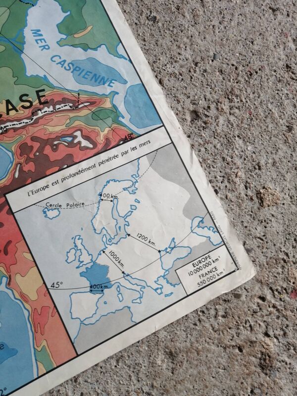 Carte scolaire vintage mdi: Afrique-Europe physique.