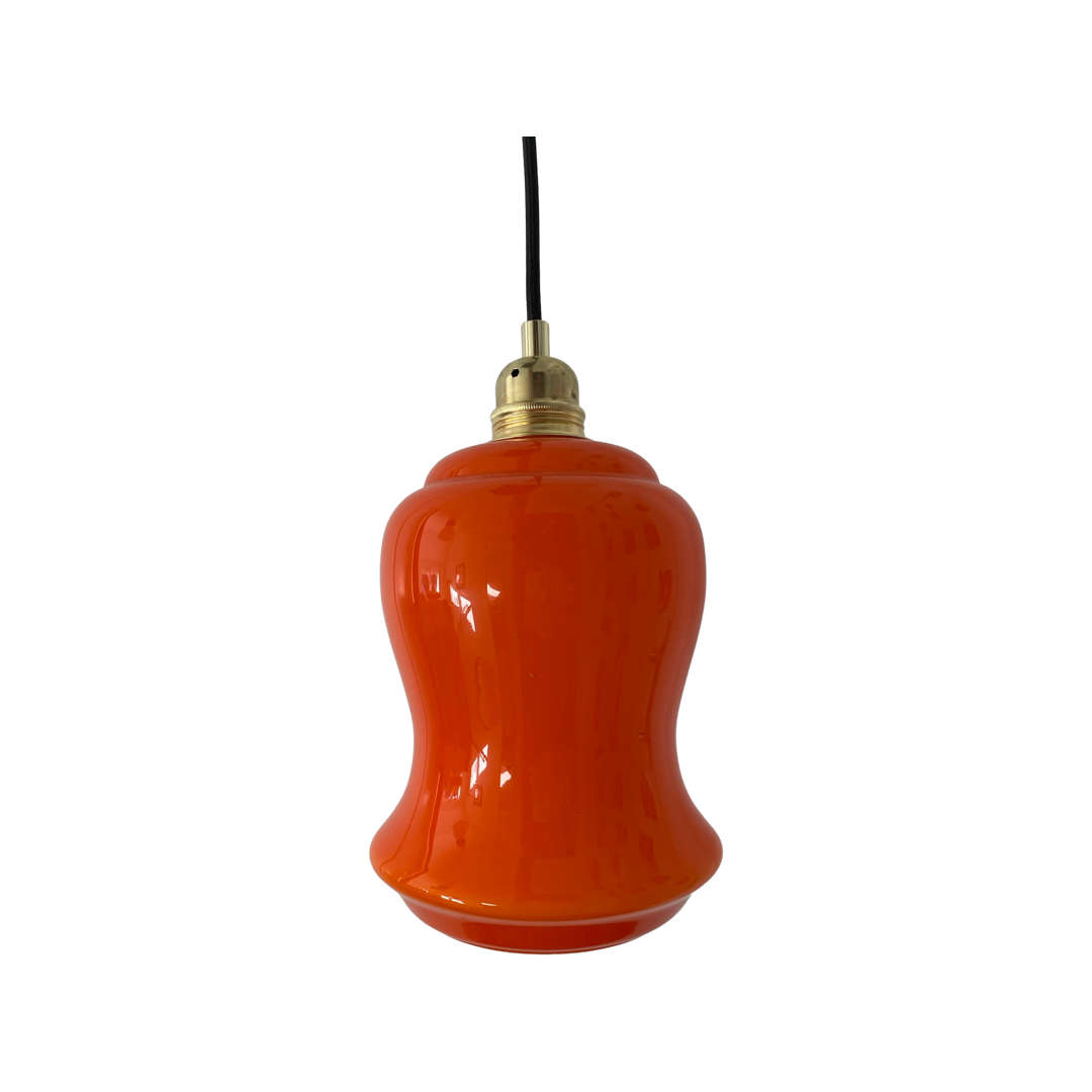Vintage electrified orange suspension lamp with new