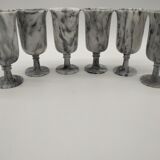 Service of 6 glasses on foot in baroque deco marble