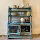 Sideboard 4 shelves and 2 glass doors in blue wood