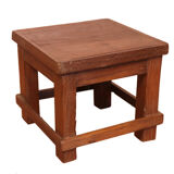 Old small Burmese teak workshop bedside table / ideal in a harness to put 1 plant or e