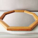 Vintage wooden mirror with cut glass, 80s (54 x 54 cm)