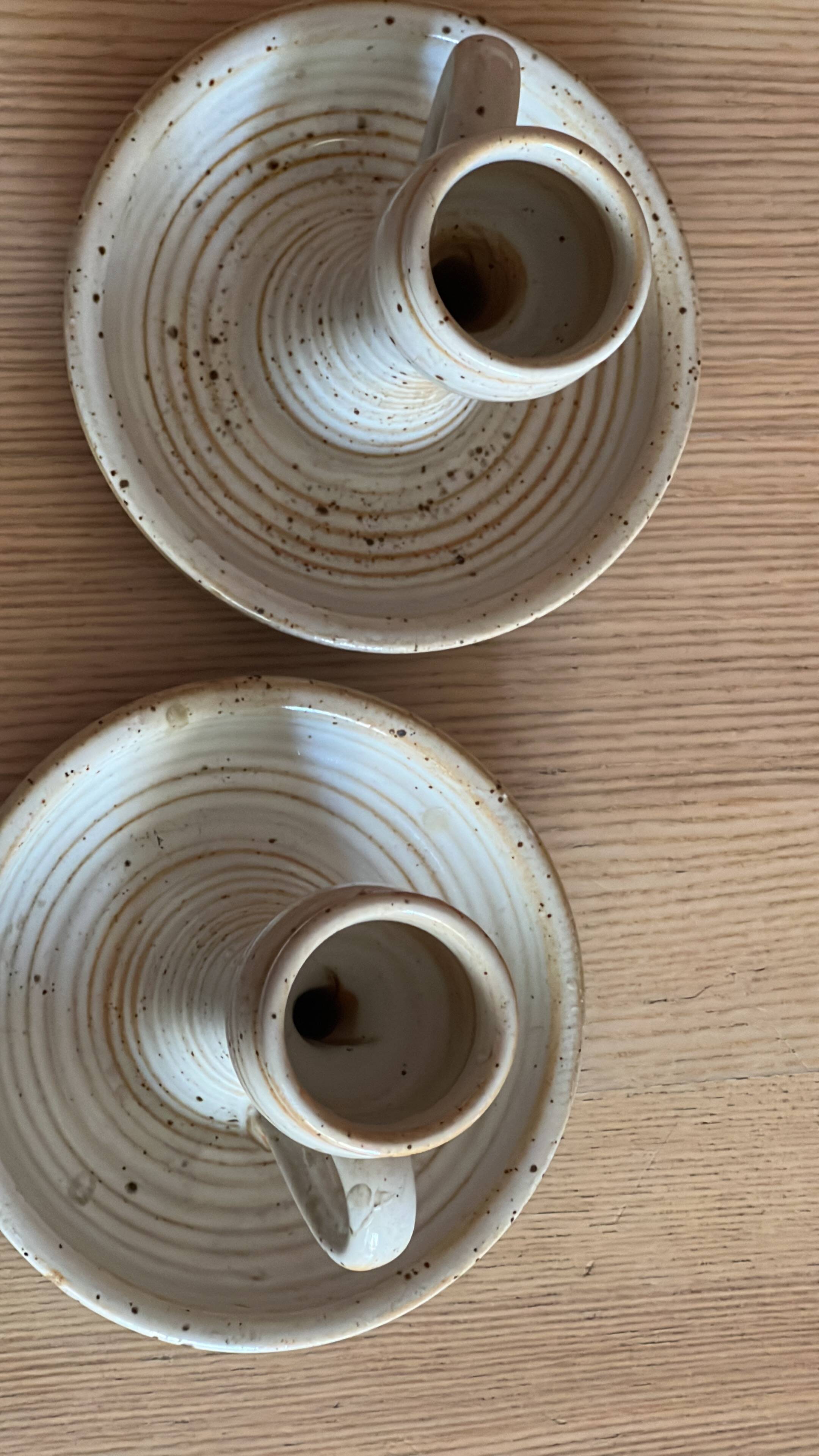 Set of 2 stoneware candlesticks from the marsh.