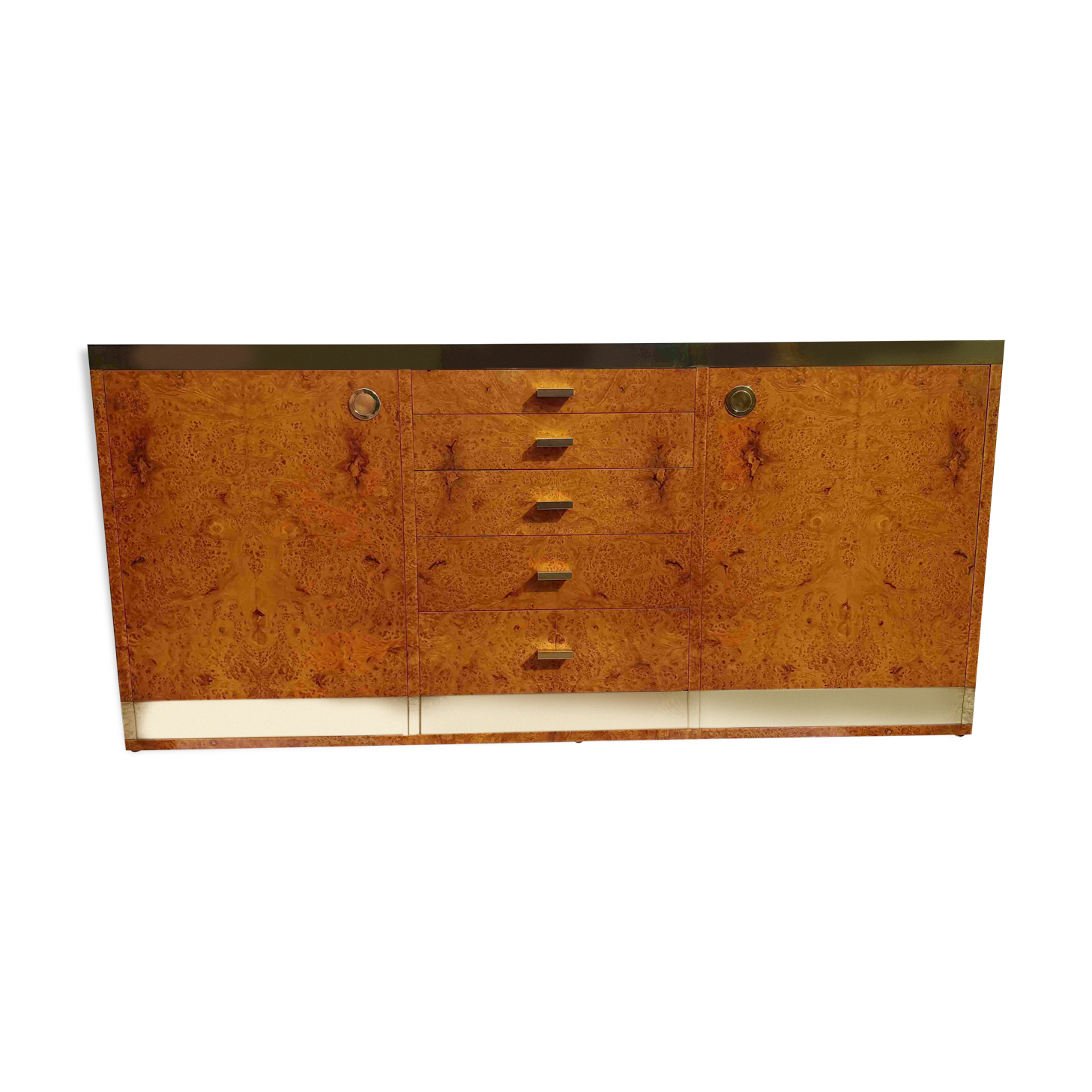 Sideboard in elm and brass burr Willy Rizzo