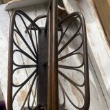 Vintage turned wood and rattan magazine rack