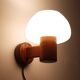Vintage Danish wall lamp in teak and opaline 1960