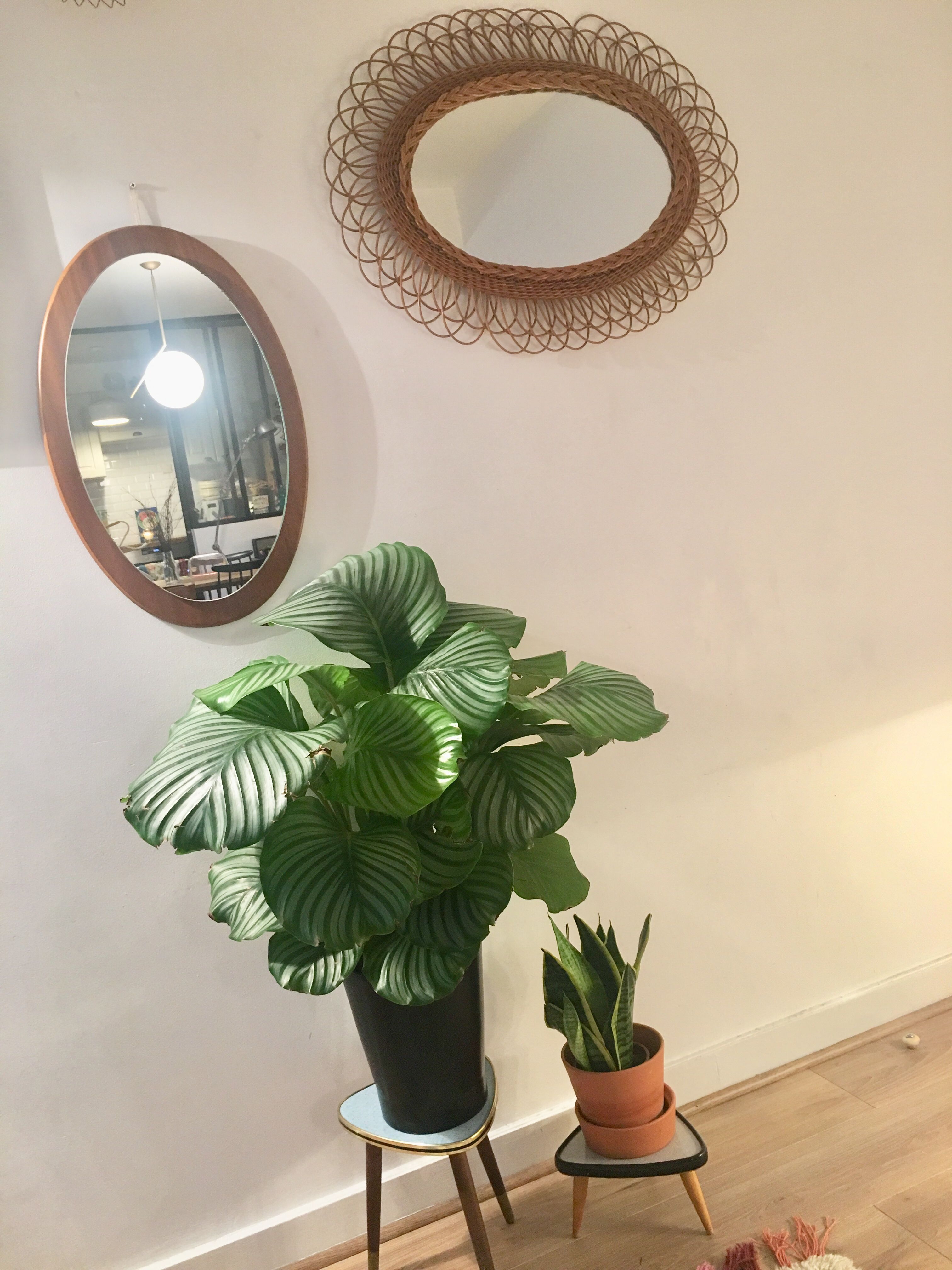 Mirror Scandinavian teak oval 36x57cm