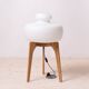 Space Age Floor Lamp, White Glass Lampshade, Wooden Base, 1960s