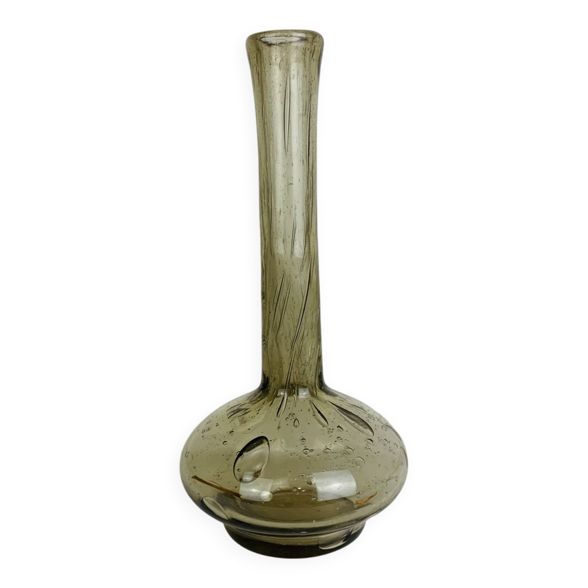 Vase soliflore verre bullé fumé