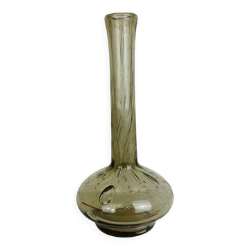 Smoky bubble glass bud vase