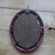 Small vintage oval painting – Raised bouquet of flowers – Retro burgundy frame
