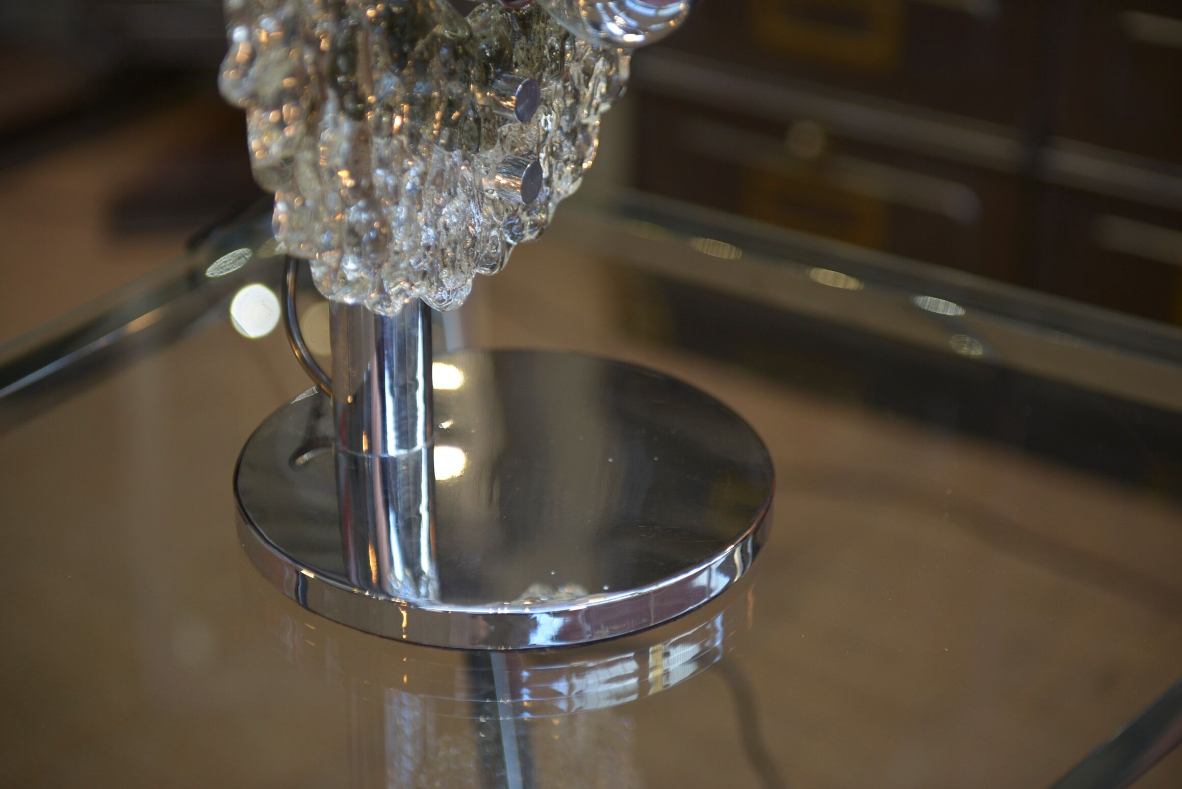 Lamp design chrome metal and glass 1970