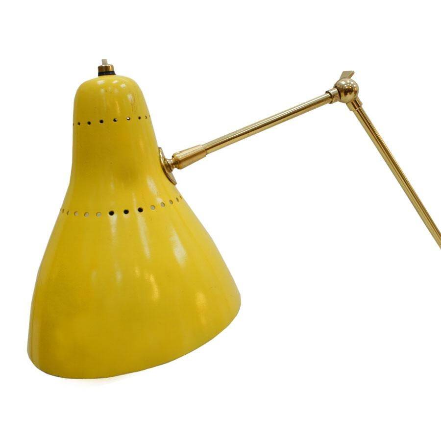 Mid-Century Modern Italian Floor Lamp, made of Brass with Colored Tulips, 1950