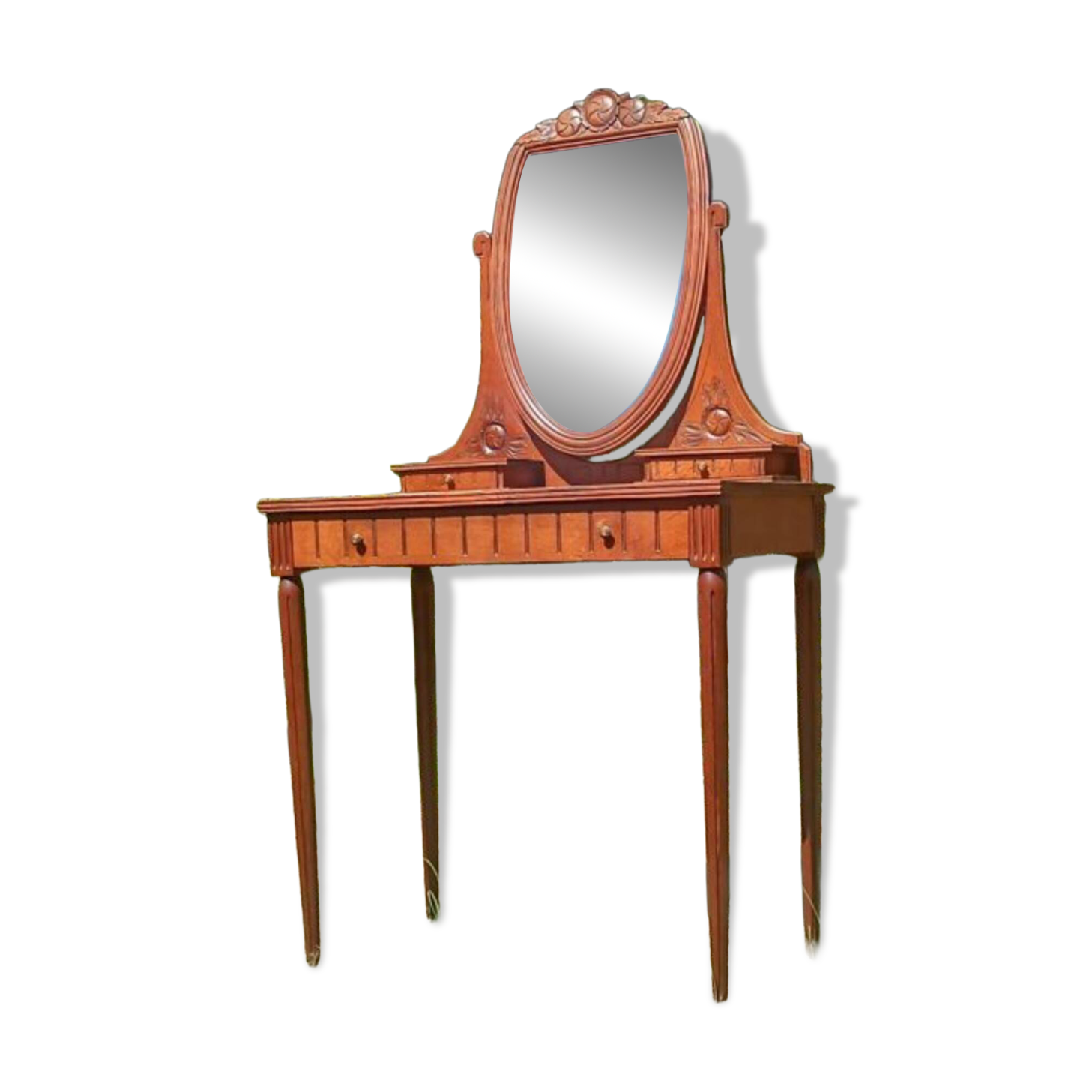 Art Deco dressing table in oak and red marble, 1920s-30s.
