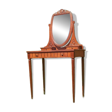 Coiffeuse Art déco en chêne et marbre rouge, années 1920-30
