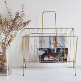 Vintage magazine holder in gold metal