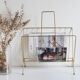 Vintage magazine holder in gold metal