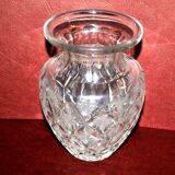 Bohemian crystal baluster vase - richly carved decoration engraved with clover