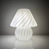 Vintage Murano Italy mushroom lamp with glossy white spiral decoration
