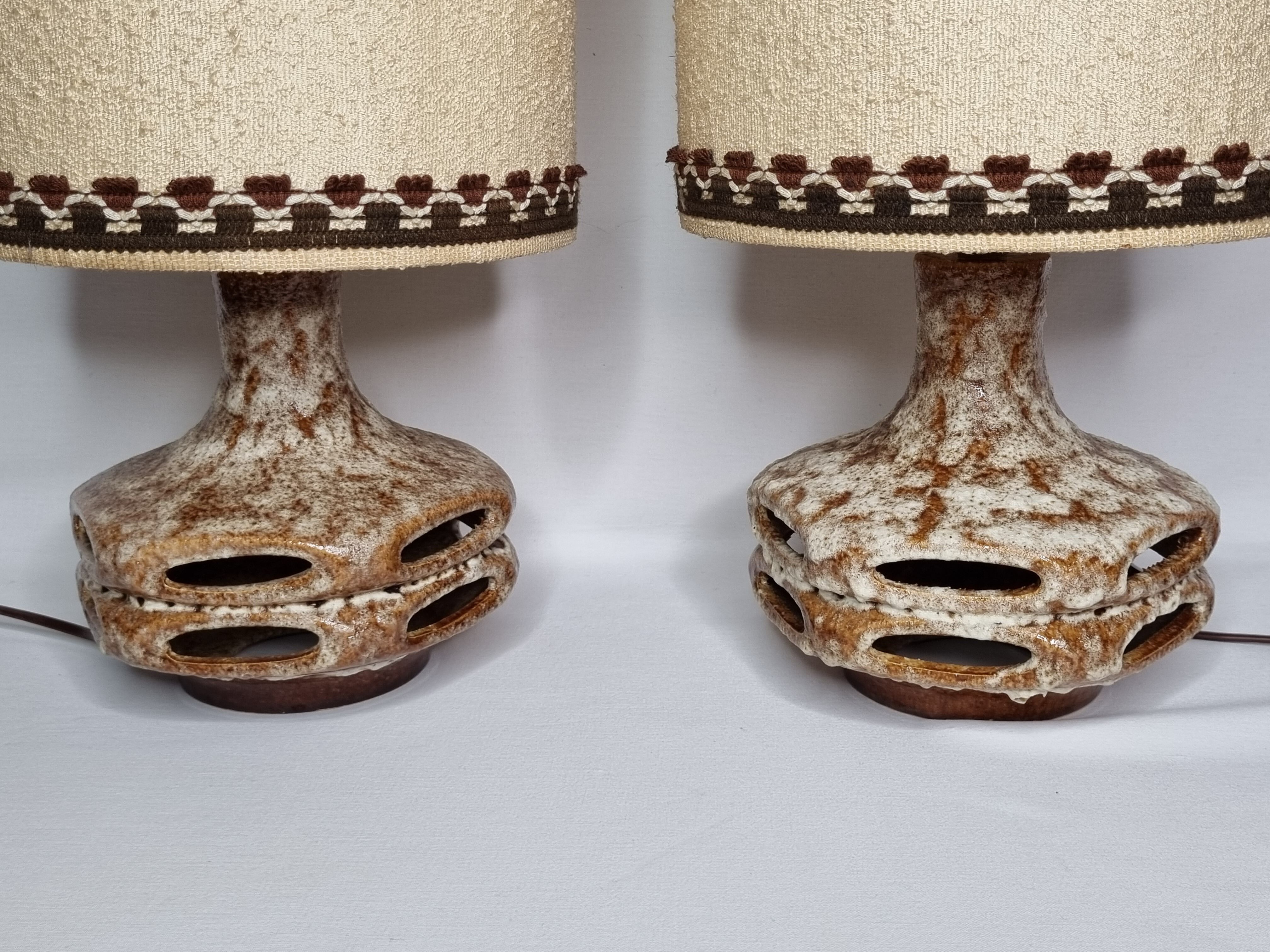 Paire de lampes vintage, fat lava, Stein Keramik, West Germany, 44 cm
