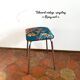 Vintage stool - Upcycling - tapestry - Romy green