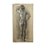 Painting "Nude of a woman" enhanced academic drawing dating from 1911
