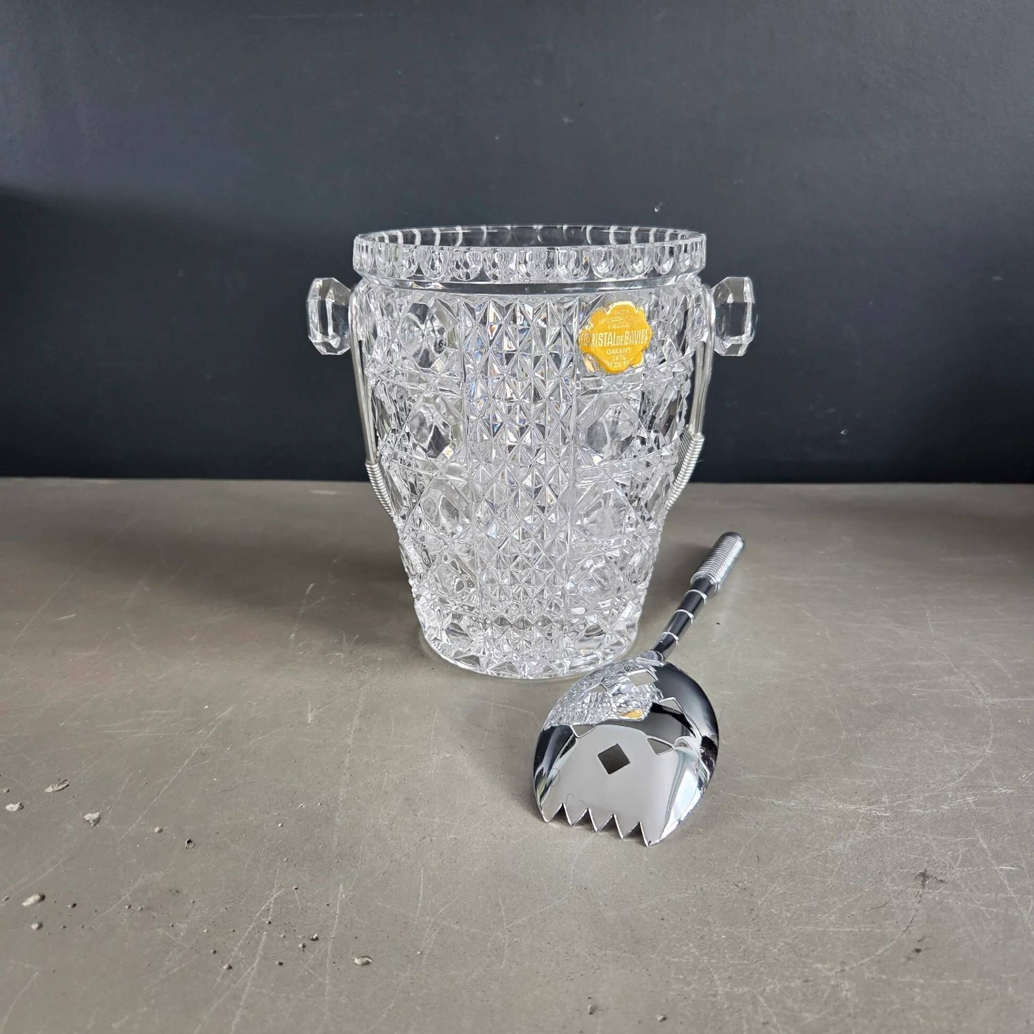 Seau à glace en cristal de Bavière avec cuillère à glaçons