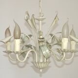 5-light earthenware chandelier with fleur-de-lis and scrolled leaves 4867