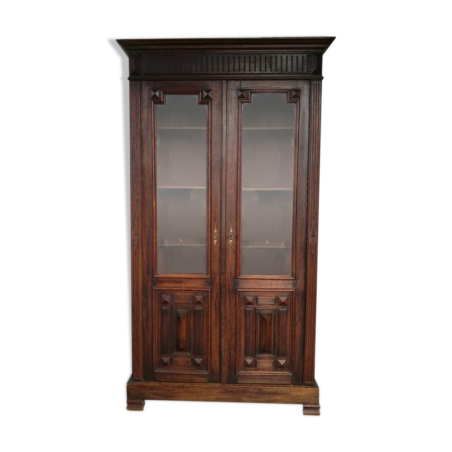 Vitrine en chêne bibliothèque  vers 1900