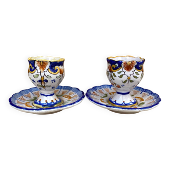 Hand-painted earthenware egg cups