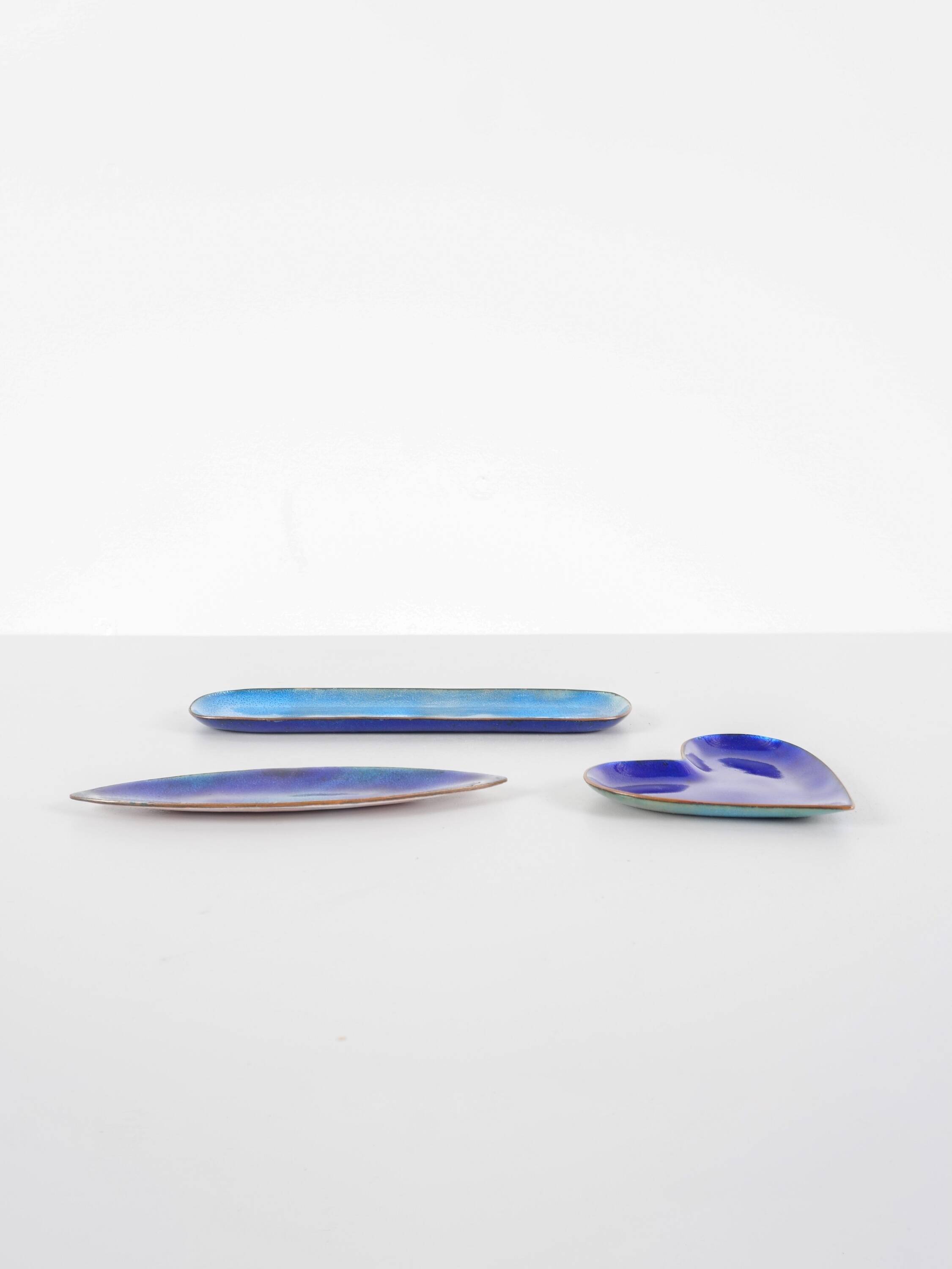 Paolo de poli - set of 3 enamelled copper trays italy, 1960