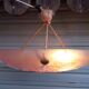 Art Deco ceiling lamp in pink pressed molded glass -