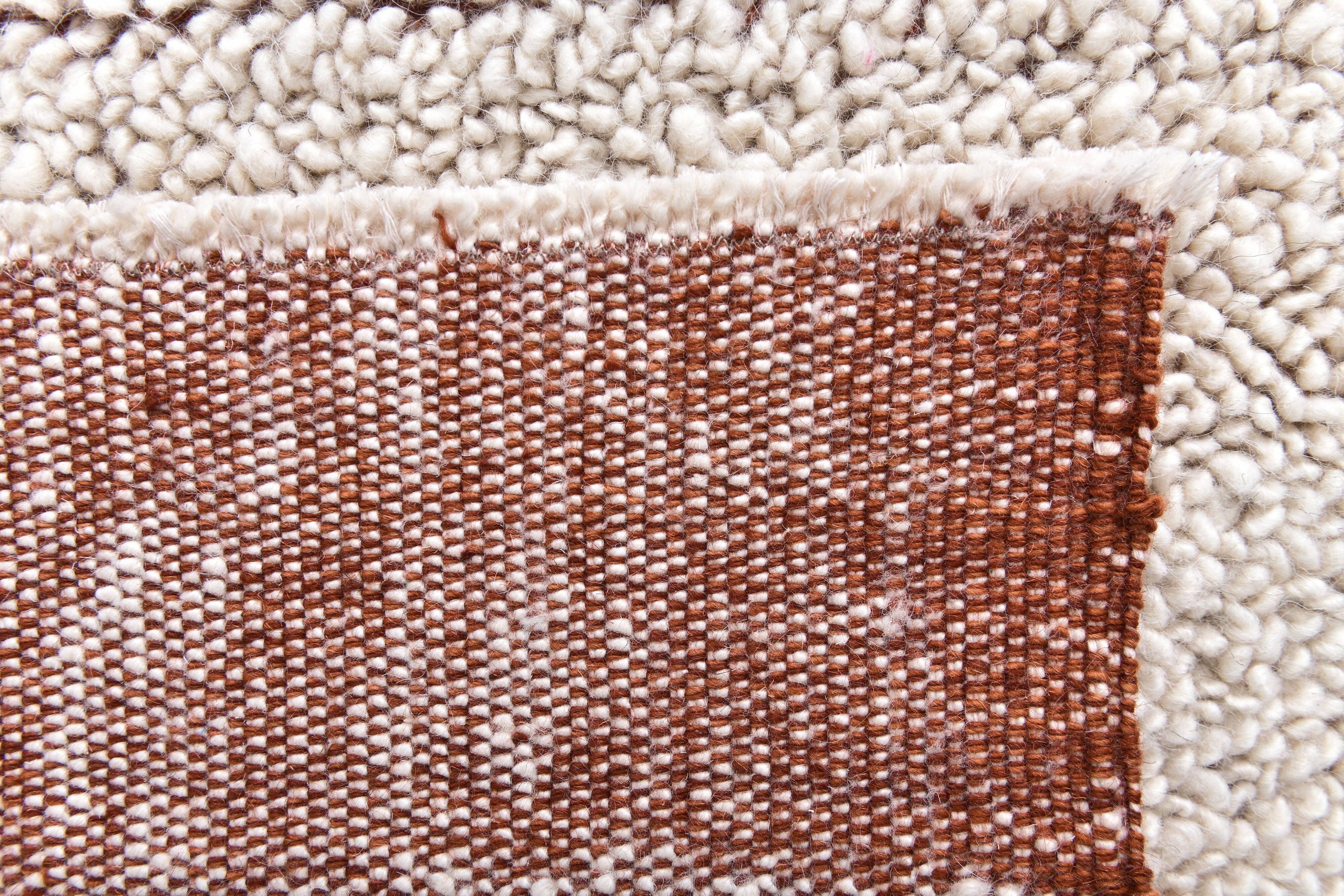 Terracota wool moroccan shaggy rug, Turkish wool rugs orange terracota