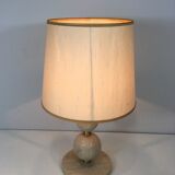 Travertine and brass lamp