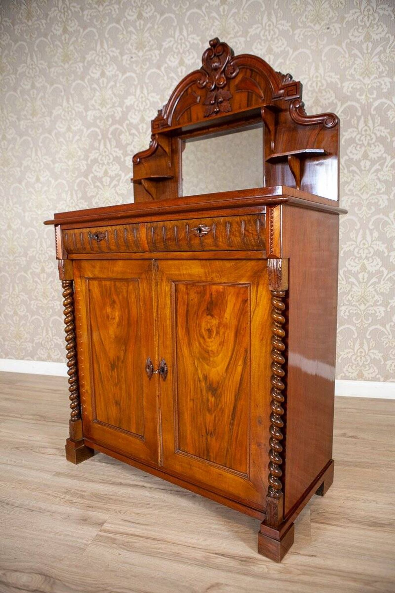 End of 19th Century Light Brown Eclectic Buffet in Walnut