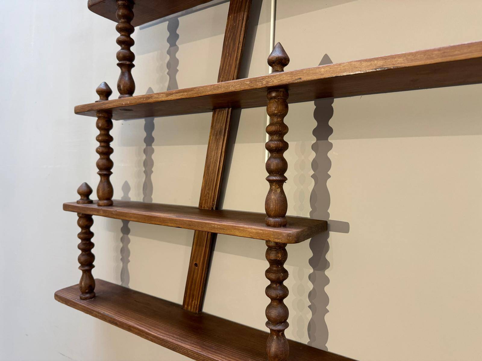Turned wood bar wall shelf