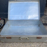 Old large vintage 50s aluminum suitcase