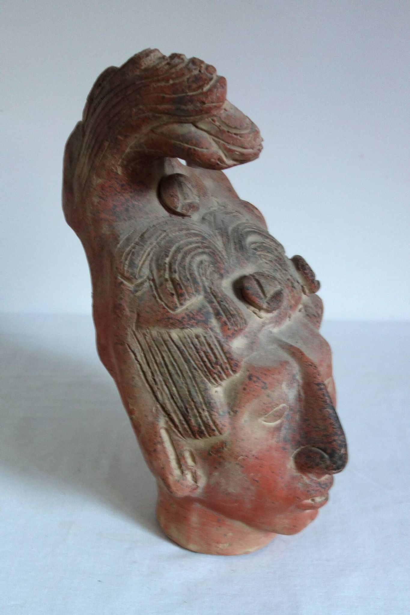 Large sculpture of Maya king Pakal's head, Mexico.
