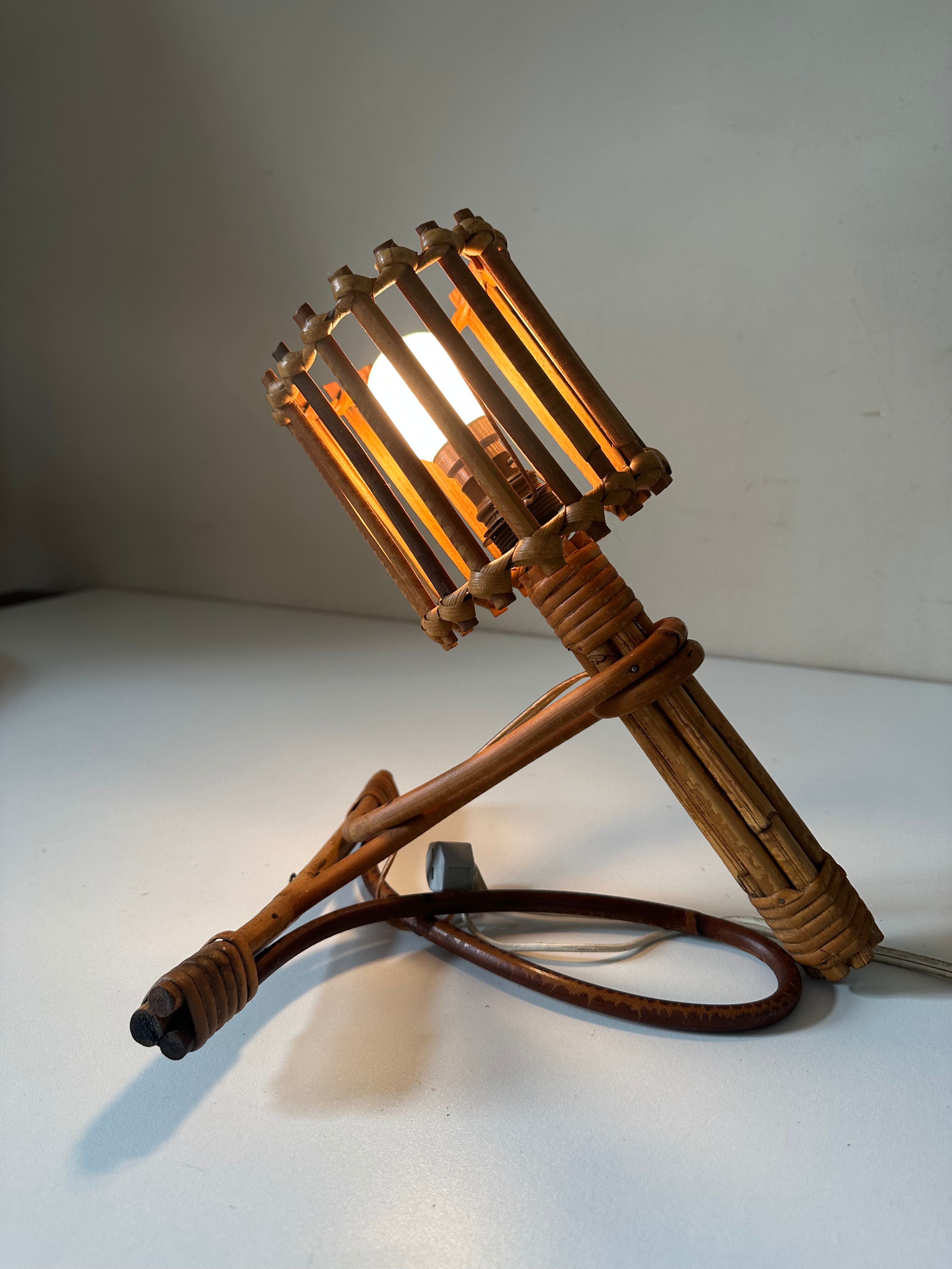 Vintage rattan wall lamp design 60 years