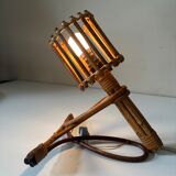 Vintage rattan wall lamp design 60 years