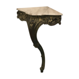 Small Louis XV-style corner console in gilded wood and marble