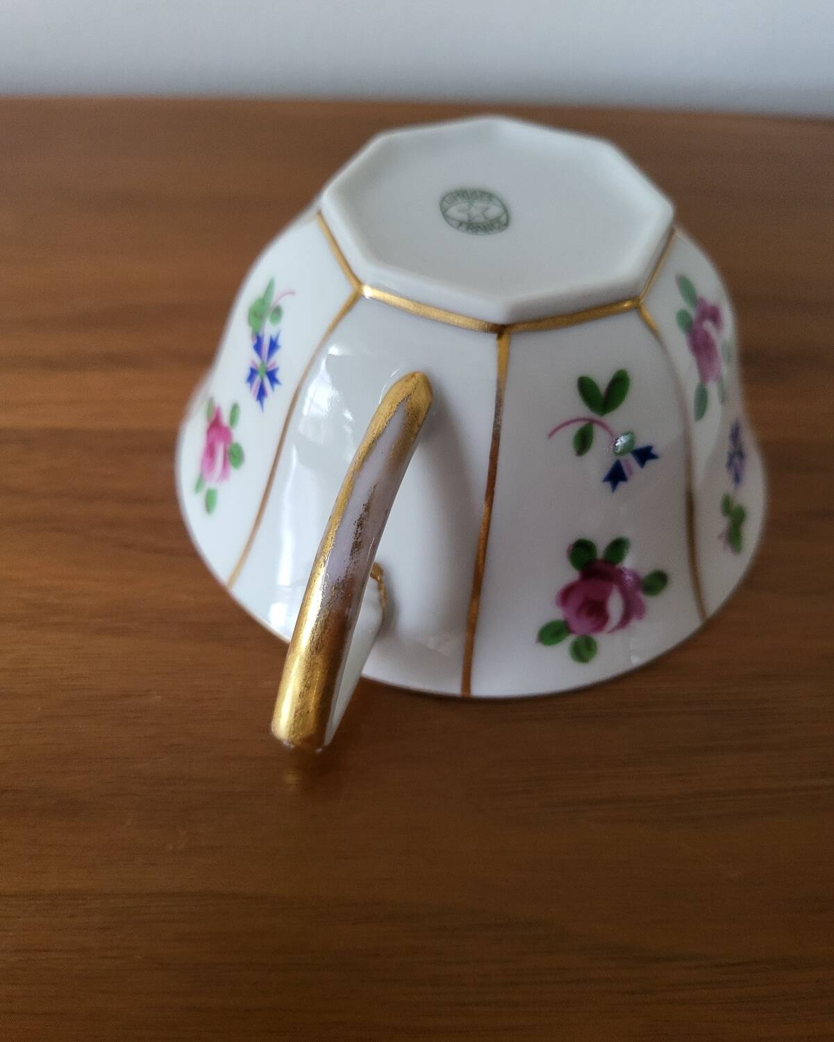 Limoges Porcelain Cup with Decor of Barbel Fish and Roses