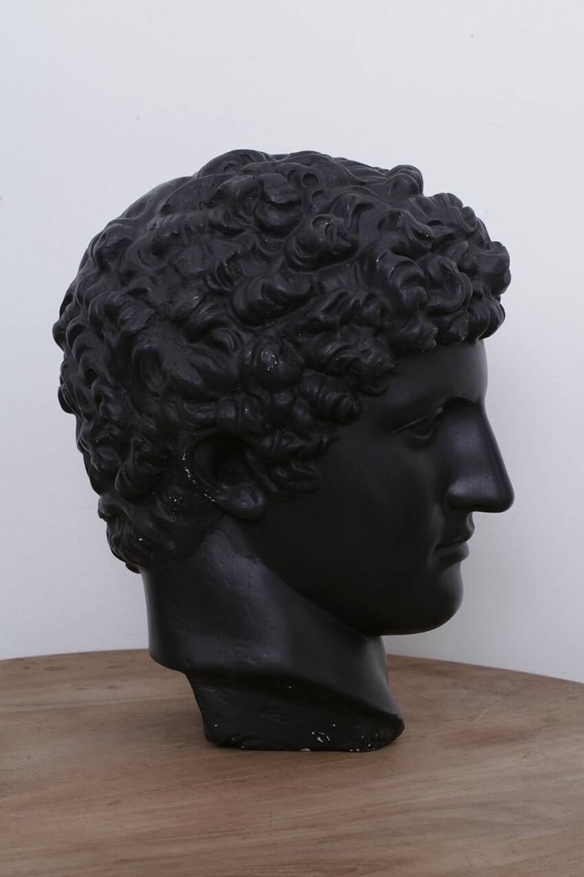 Greek head in waxed black plaster