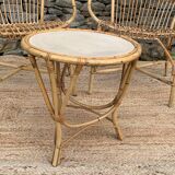 Rattan living room, set of 2 armchairs and a coffee table