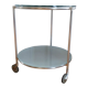1970s stainless steel pedestal table with two glass tops