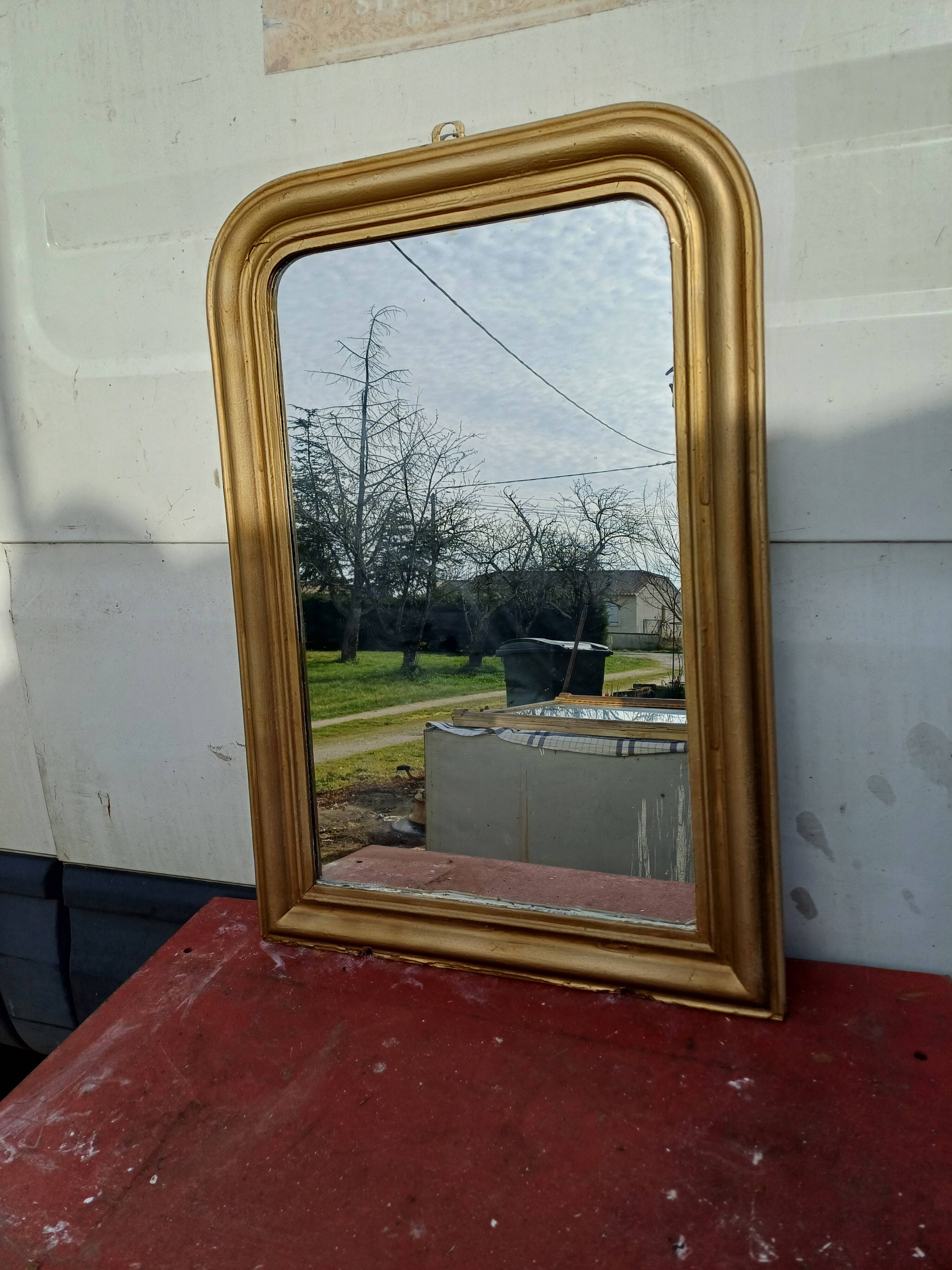 Napoleon III Mirror 19th Century Wood and Gilded Stucco
