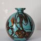 Vintage Czech multicoloured blown glass ball vase