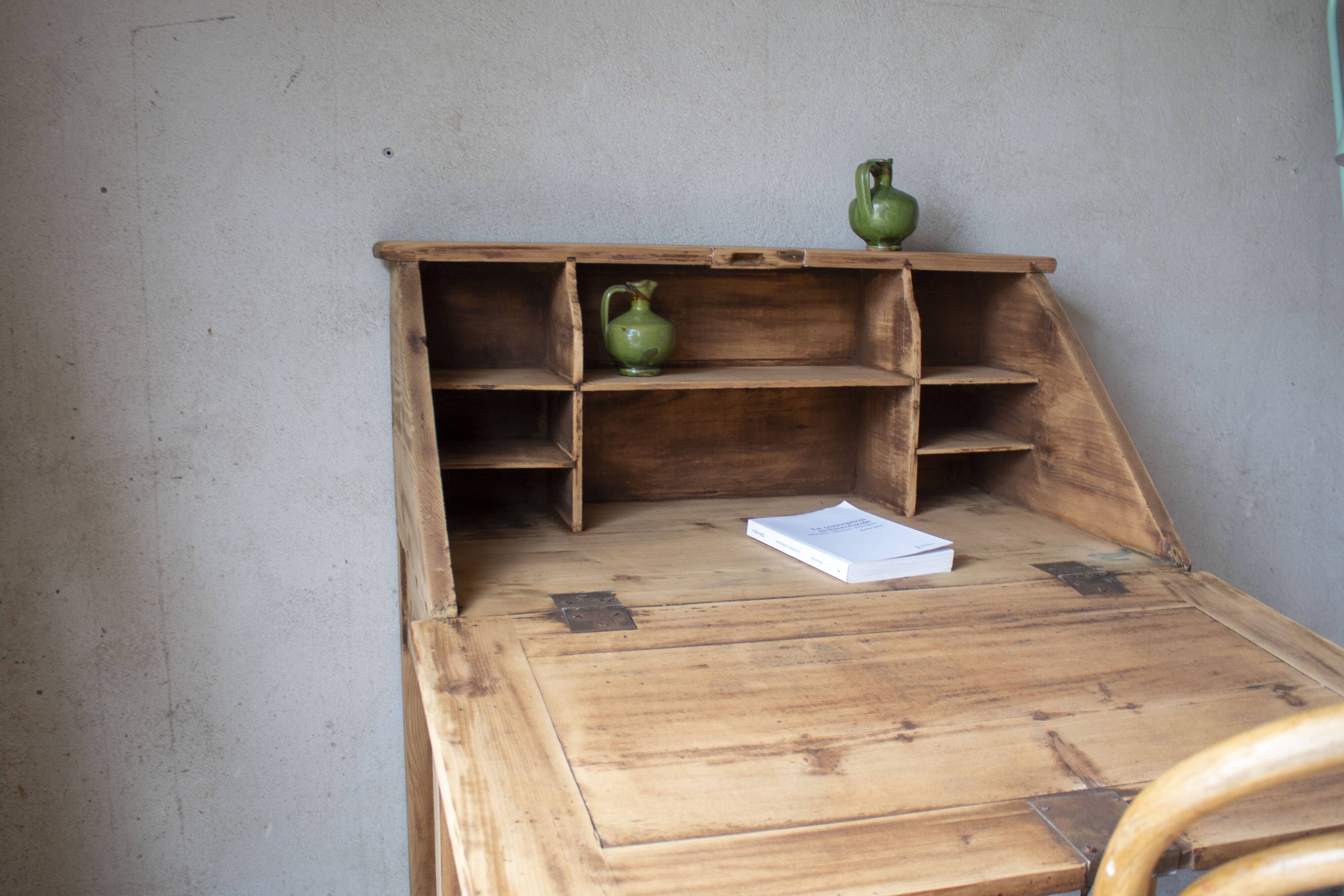 Secrétaire bureau vintage ancien bois massif